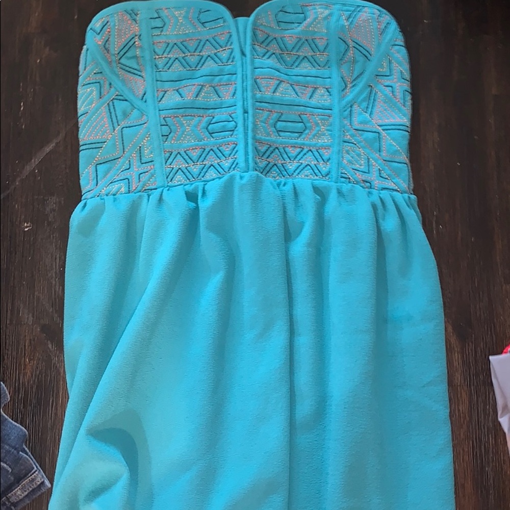 Blue strapless dress medium